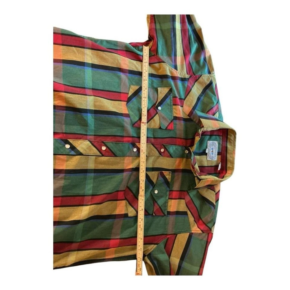 Vintage Plaid Pearl Snap Western Shirt Mens 17 34/35 Cowboy Ranch - Picture 6 of 9